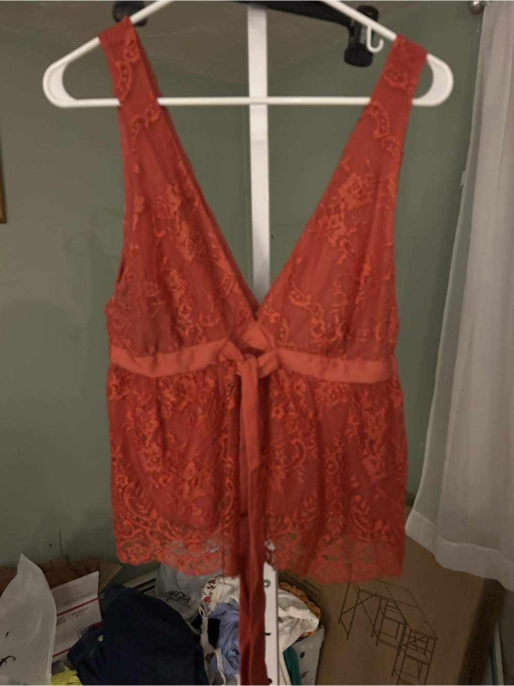 Free People Chante Lace Tank Top with tie in front